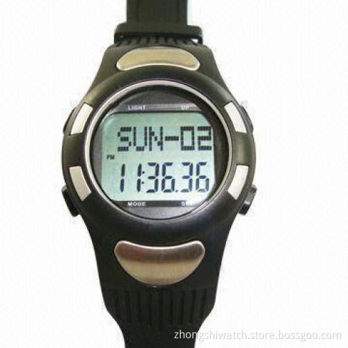 Water-resistant Digital Watch with Pedometer Function and Pulse/Heart Rate Monitor